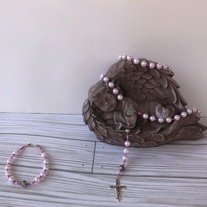 Pink Rose Rosary Set